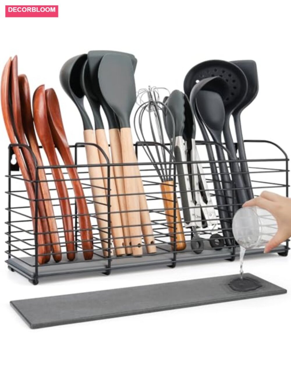 Diatomaceous Earth 4-Compartment Utensil Holder Wall Mount Kitchen Organizer